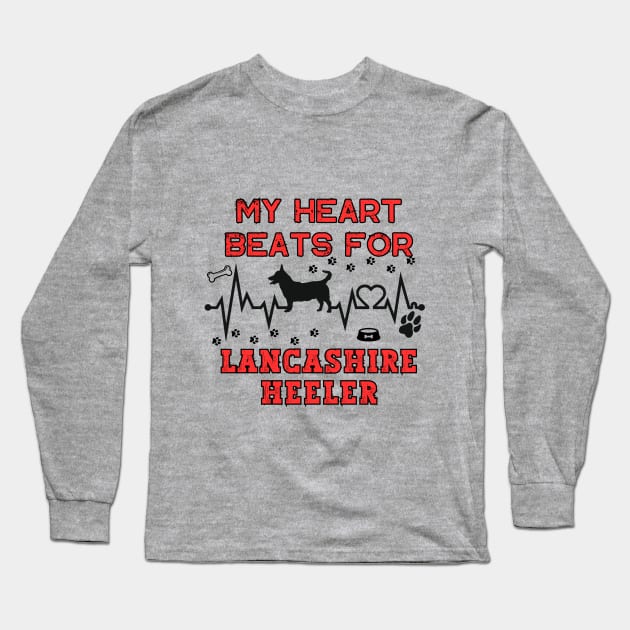 Lancashire Heeler - Heart Beat Long Sleeve T-Shirt by MonkaGraphics